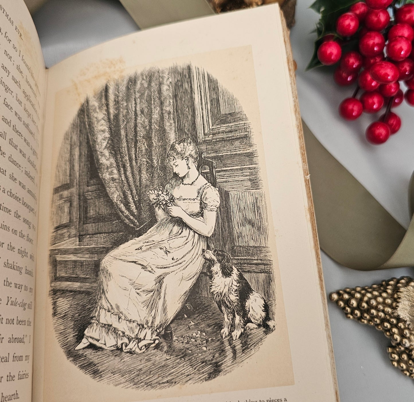 1901 Old Christmas From the Sketch Book of Washington Irving / Macmillan & Co., London / Illustrated / Leather Bound Antique Book