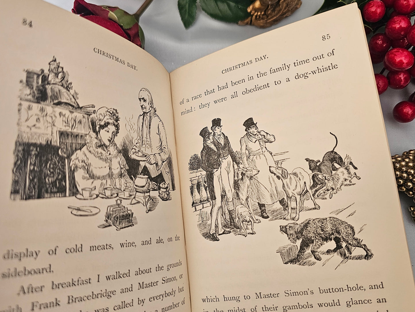 1903 Old Christmas From the Sketch Book of Washington Irving / Macmillan & Co., London / Illustrated / Antique Book In Very Good Condition