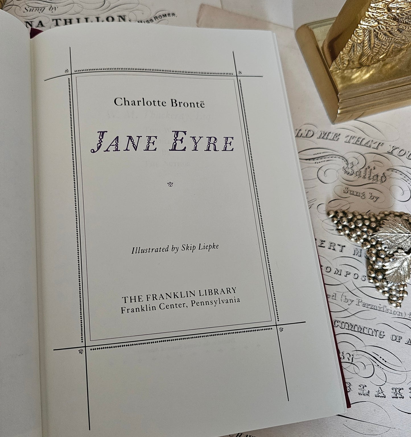 1981 Jane Eyre by Charlotte Bronte / Franklin Library / Beautiful Red Faux Leather & Gilt / Illustrated / In Good Condition