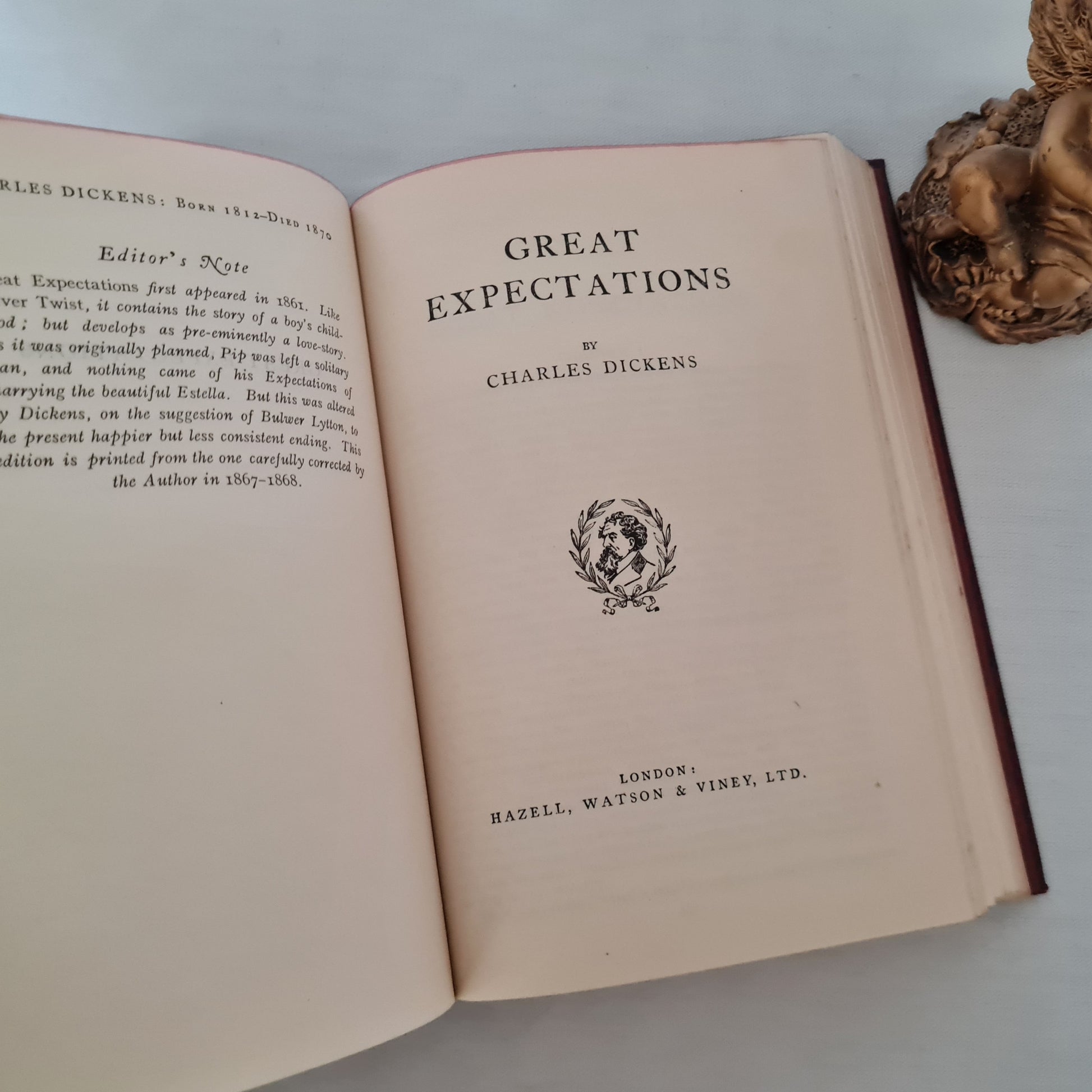 Oliver Twist and Great Expectations by Charles Dickens / 1930s Illustrated  Edition / Red Faux Leather, Gilt Decoration/ In Good Condition