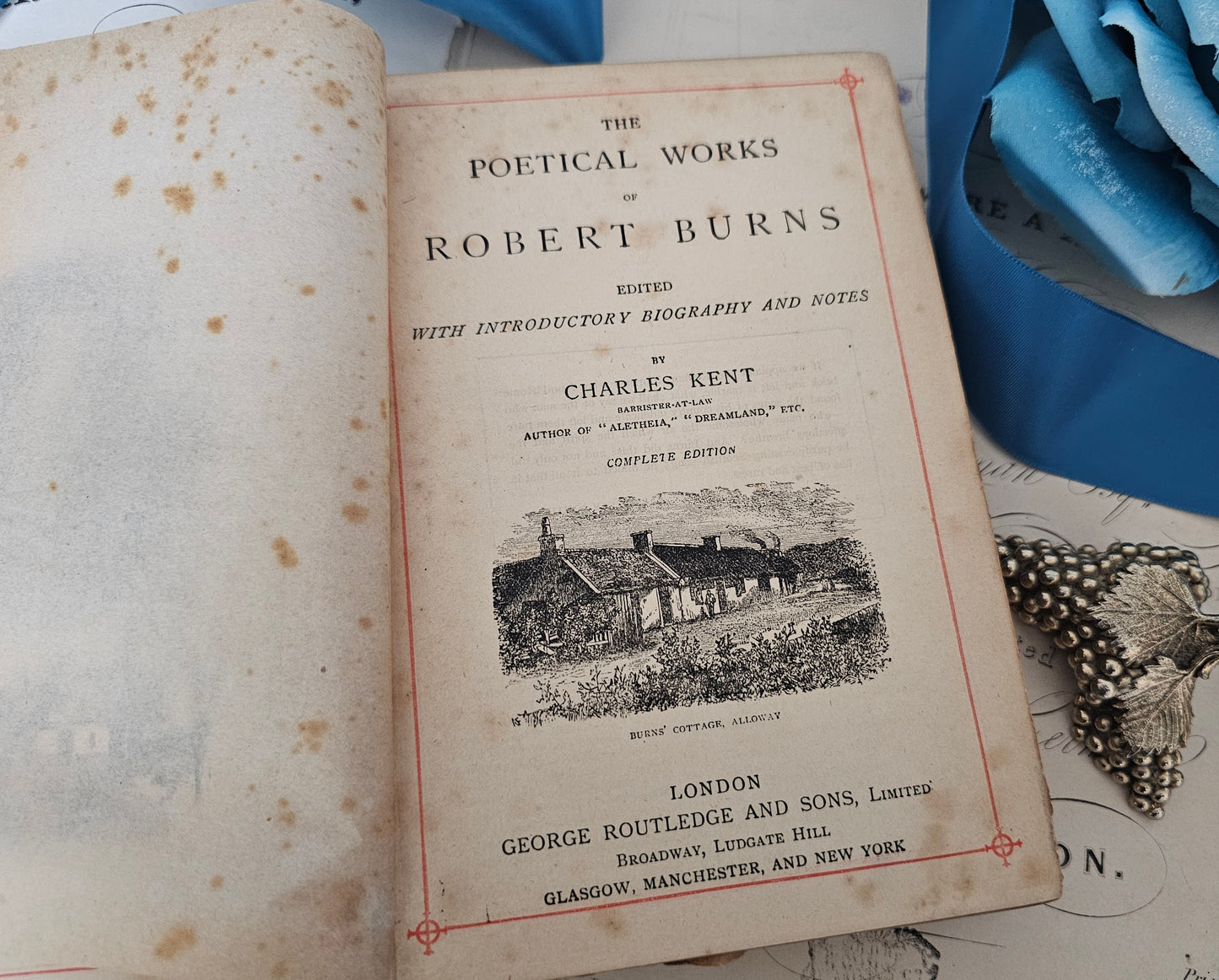 1880s The Poetical Works of Robert Burns / George Routledge & Sons, London / Antique Book / Beautiful Decorative Binding