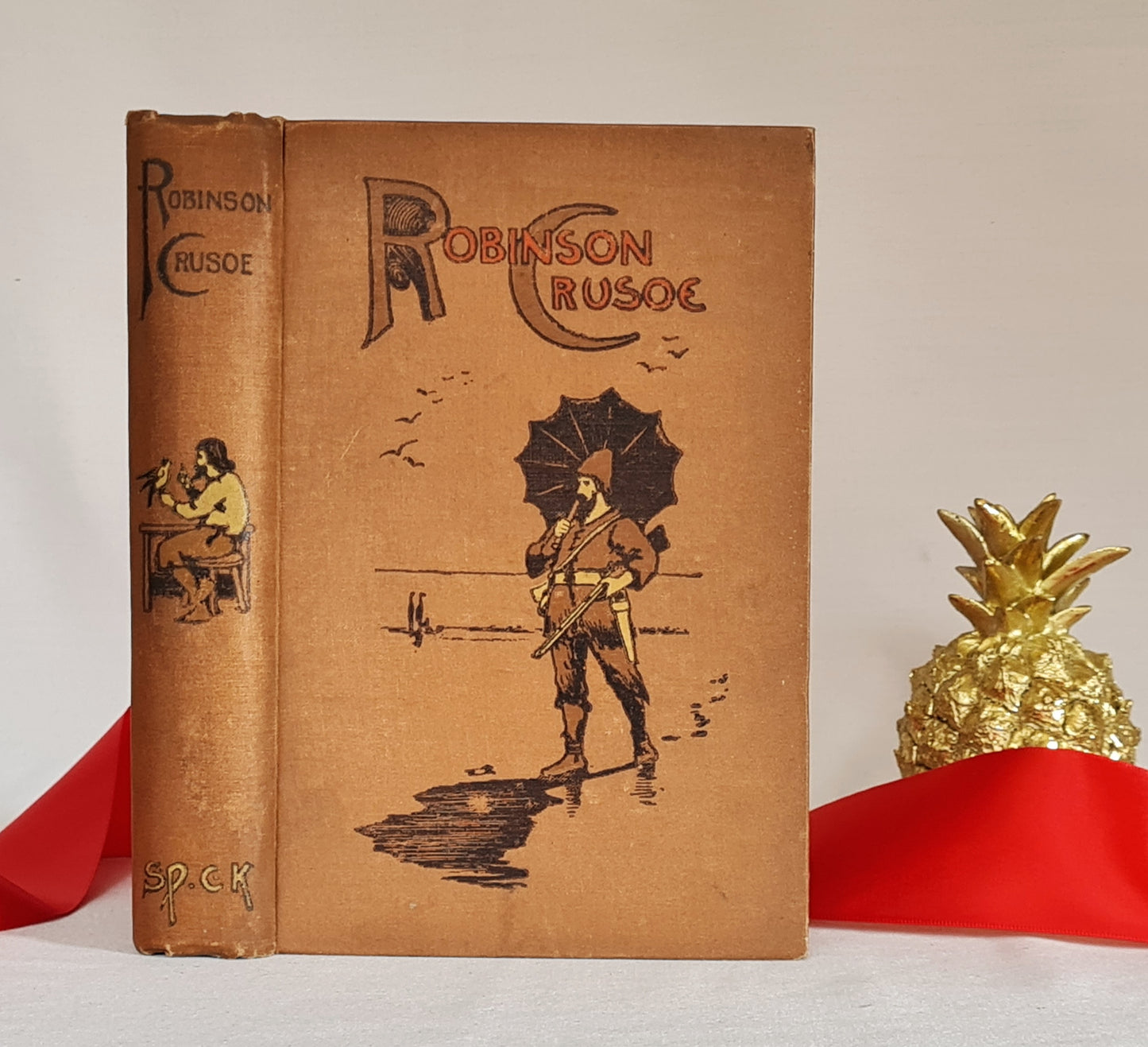 1890s The Adventures of Robinson Crusoe by Daniel Defoe / SPCK, London / Richly Illustrated Antique Book in Very Good Condition