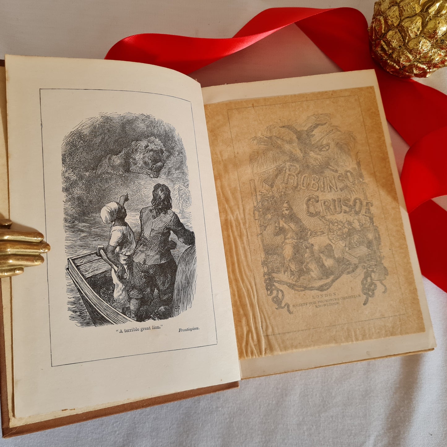 1890s The Adventures of Robinson Crusoe by Daniel Defoe / SPCK, London / Richly Illustrated Antique Book in Very Good Condition