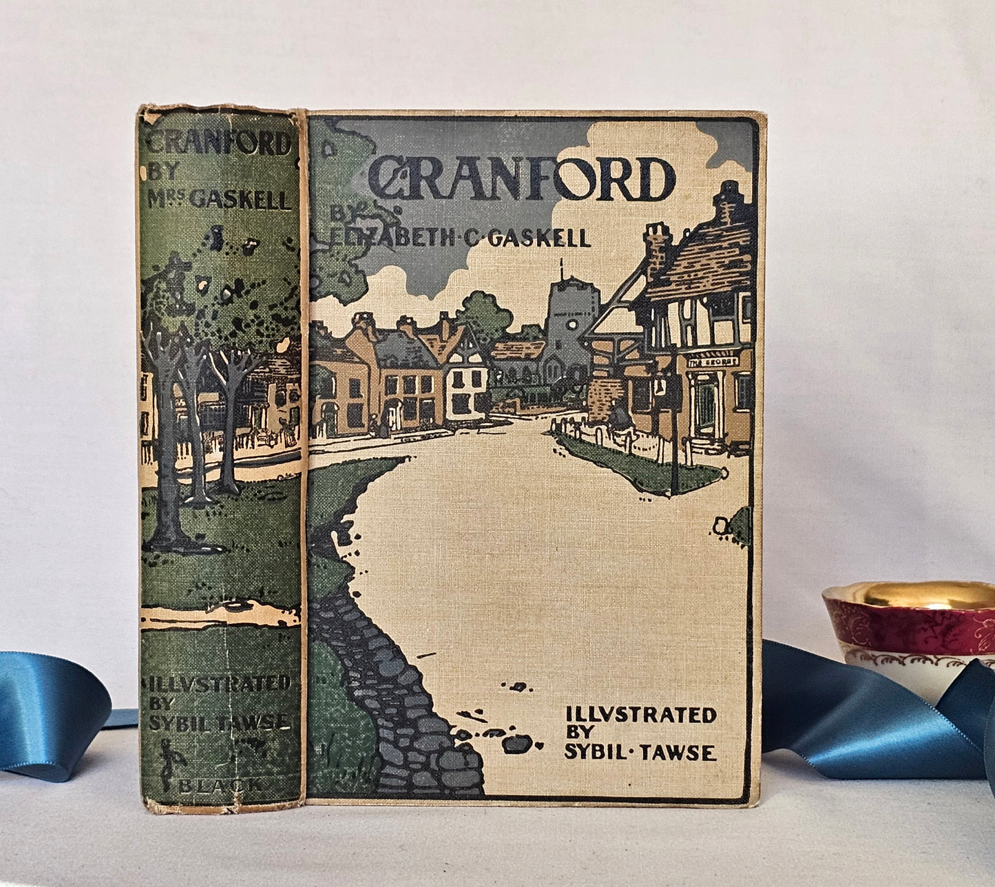 1929 Cranford by Elizabeth Gaskell / A & C Black, London / Eight Lovely Colour Illustrations by Sybil Tawse / Charming Vintage Book