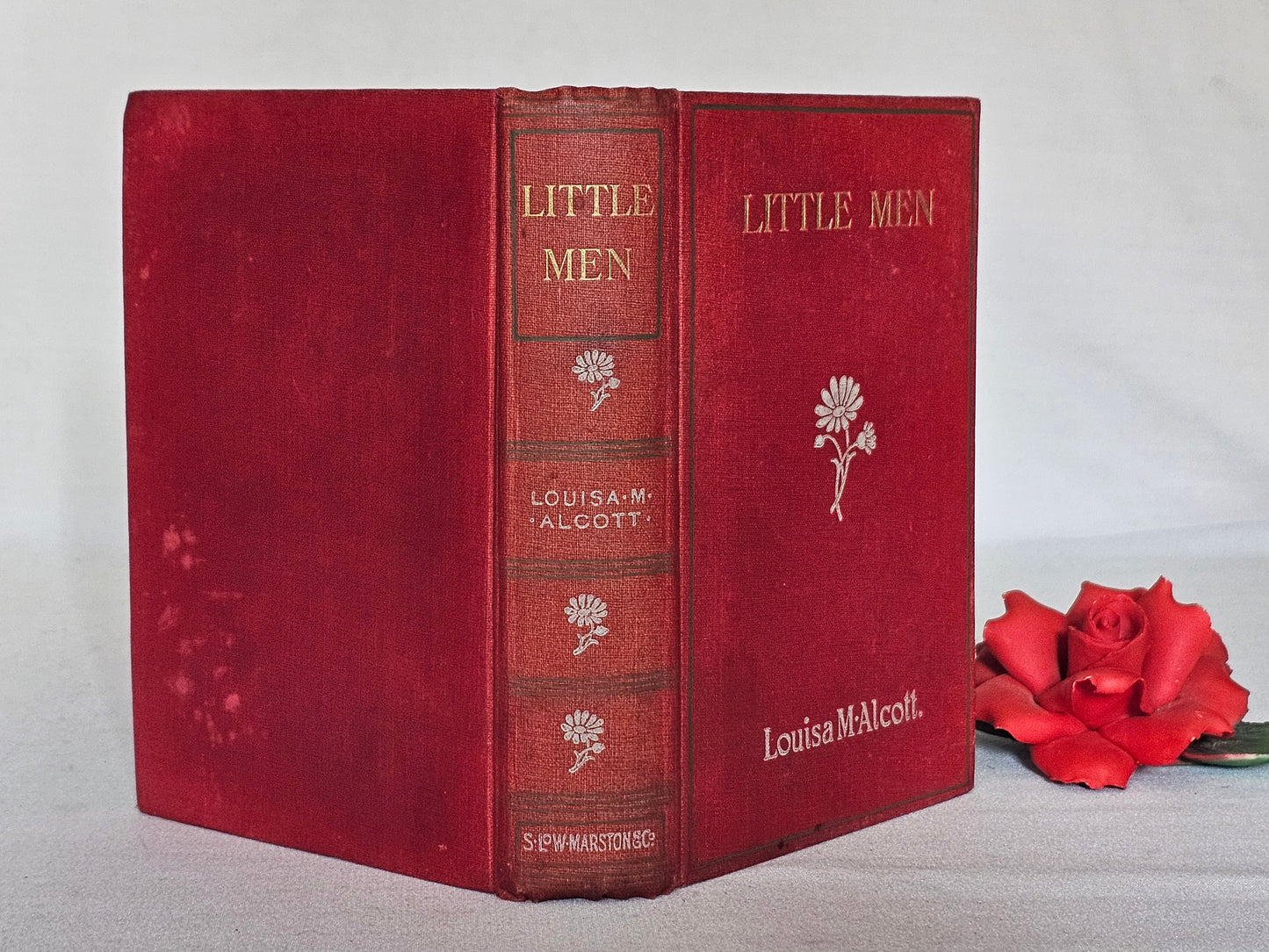 1910s Little Men by Louisa May Alcott / Sampson Low, Marston and Company, London / Decorative Boards / Antique Book In Good Condition