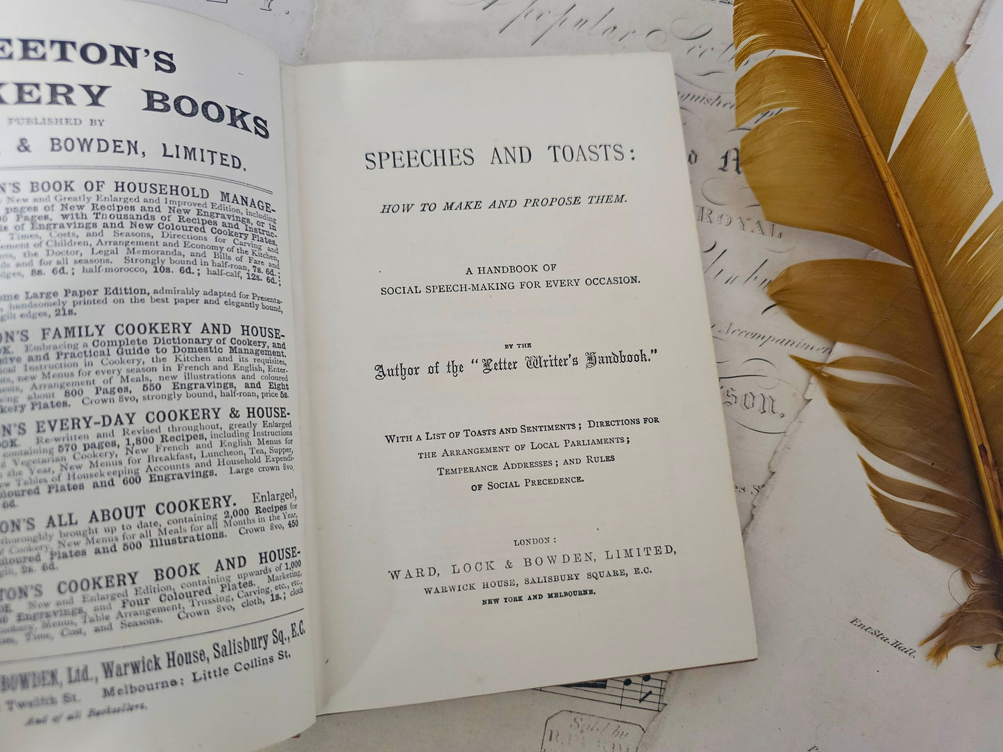 1890s Speeches and Toasts: How to Make and Propose Them / Lovely Antique Hardback Book / In Good Condition / Vintage Advertisements