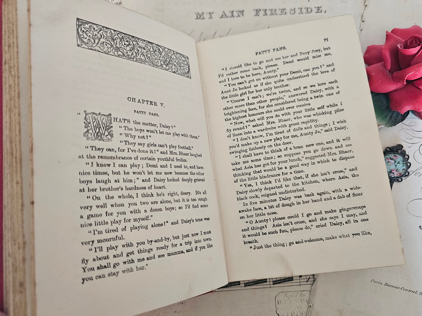 1910s Little Men by Louisa May Alcott / Sampson Low, Marston and Company, London / Decorative Boards / Antique Book In Good Condition