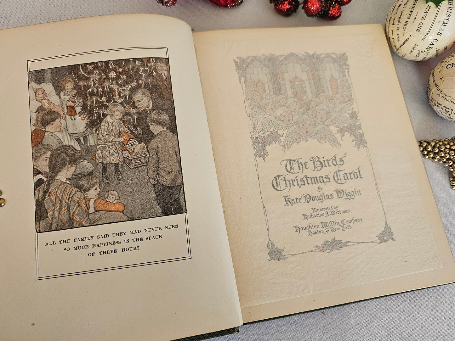 1912 The Bird's Christmas Carol by Kate Douglas Wiggin / Houghton Mifflin Company / Dust Wrapper / Also Sent With Matching Christmas Card