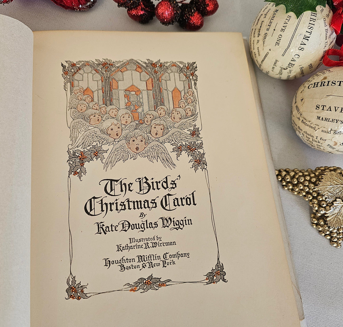 1912 The Bird's Christmas Carol by Kate Douglas Wiggin / Houghton Mifflin Company / Dust Wrapper / Also Sent With Matching Christmas Card