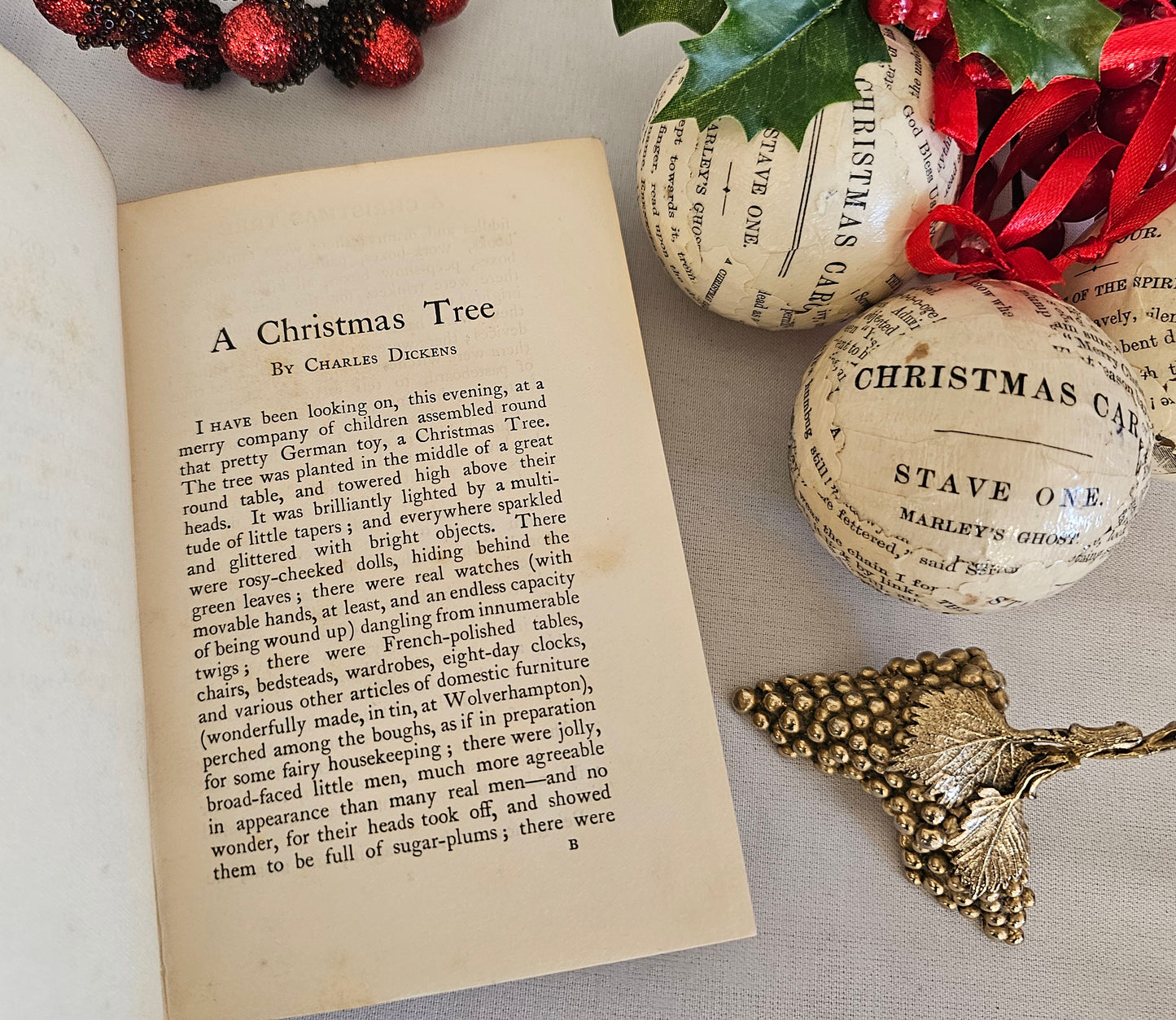 1903 A Christmas Tree by Charles Dickens & Other Stories by Different Authors / Charming Antique Victorian Christmas Book of Short Stories