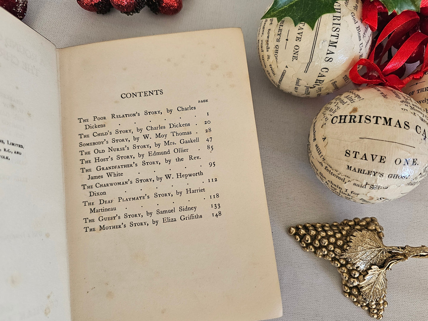 1903 Stories by the Christmas Fire 2 Volumes by Charles Dickens & Other Authors / Charming Victorian Books of Festive Short Stories