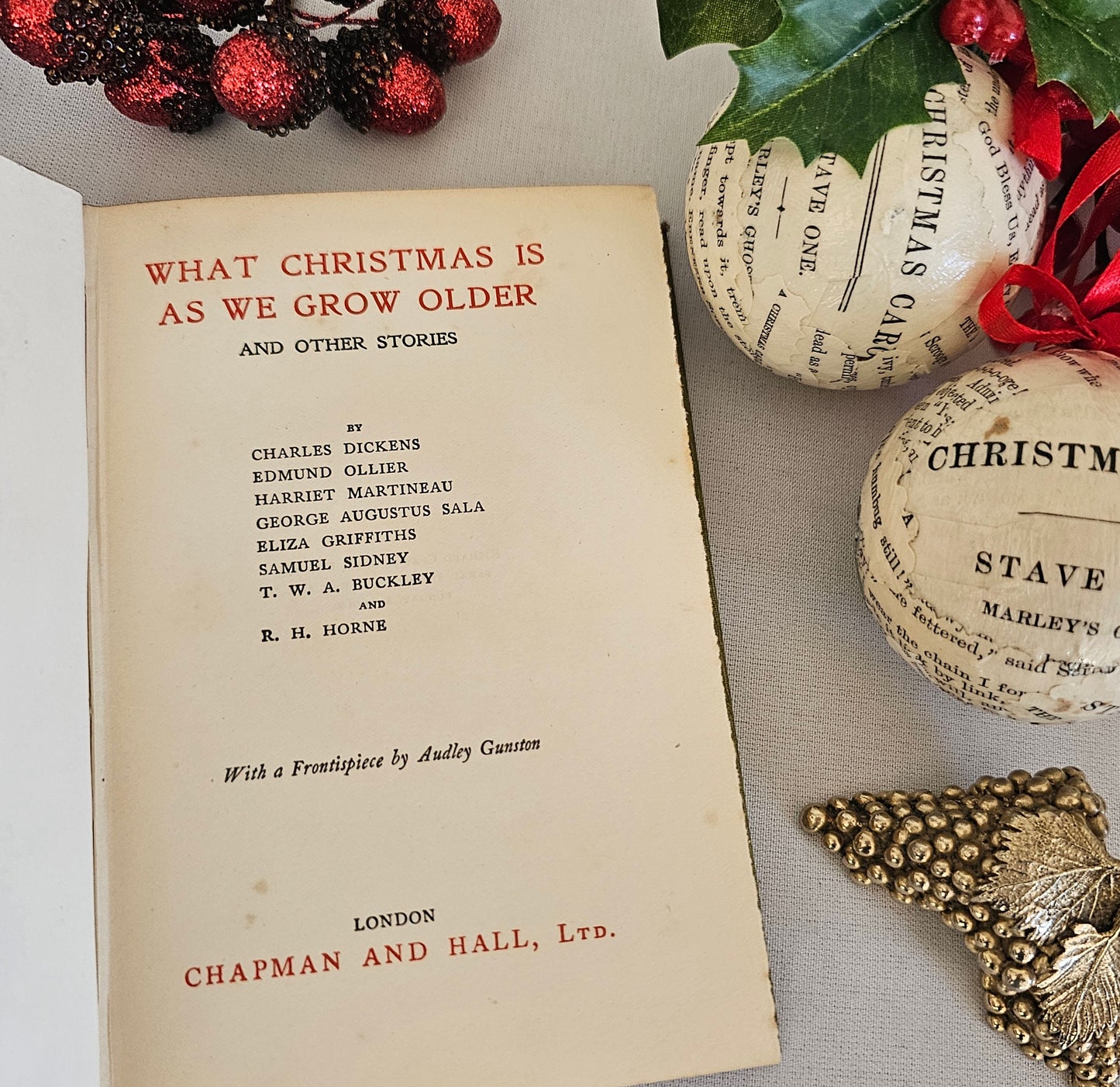 1903 What Christmas Is As We Grow Older by Charles Dickens & Other Stories by Different Authors / Charming Victorian Book of Short Stories