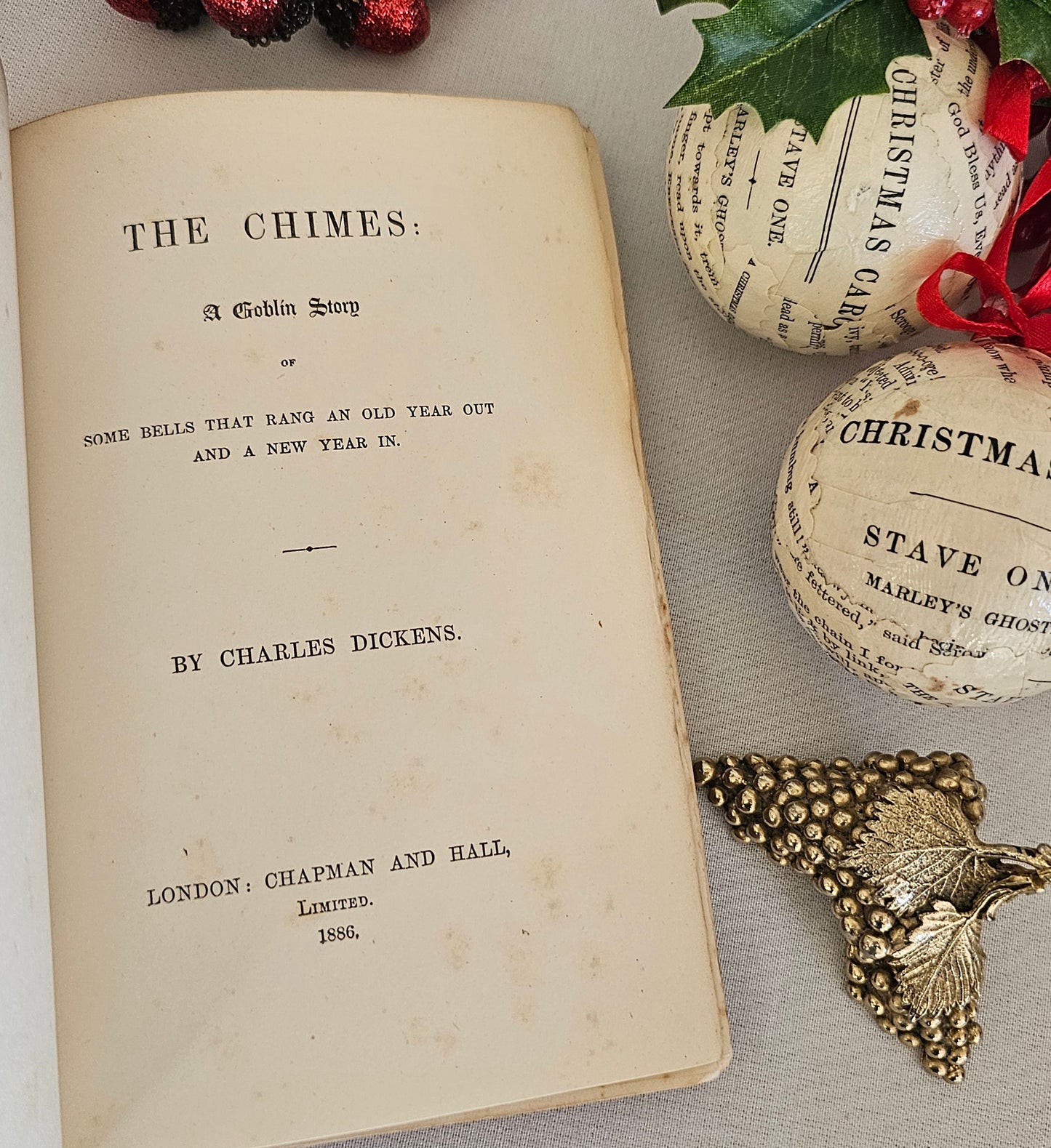 1886 The Chimes A Goblin Story by Charles Dickens / One of the Five Christmas Books / Chapman & Hall / Early Re-Issue of 1844 First Edition