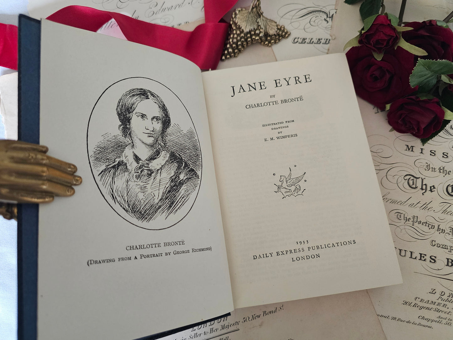 Jane Eyre by Charlotte Bronte / 1933 Daily Express Publications, London / With Illustrations / Vintage Bronte Book / In Excellent Condition