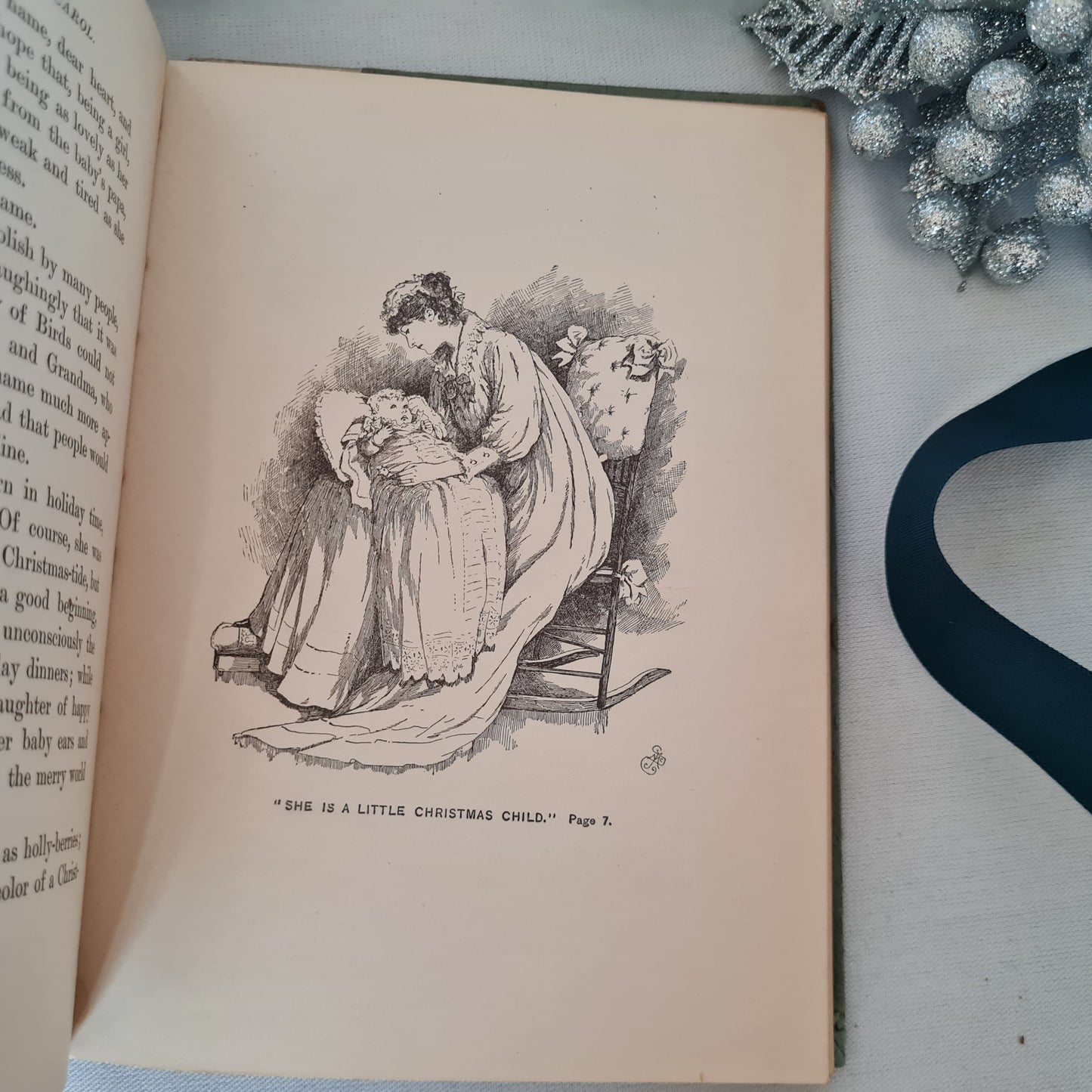 1892 The Birds' Christmas Carol by Kate Douglas Wiggin / Houghton, Mifflin & Co. / Illustrated Antique Book / In Good Condition