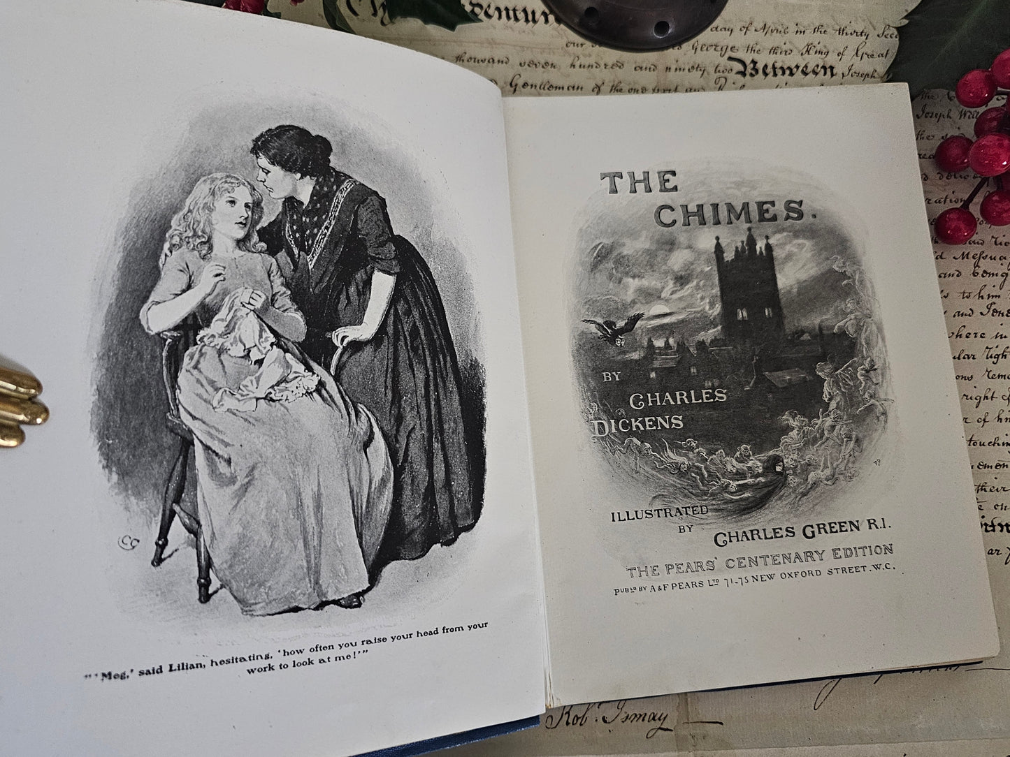 1912 The Chimes by Charles Dickens / Pears Centenary Edition of Dickens' Christmas Books / Richly Illustrated / In Very Good Condition