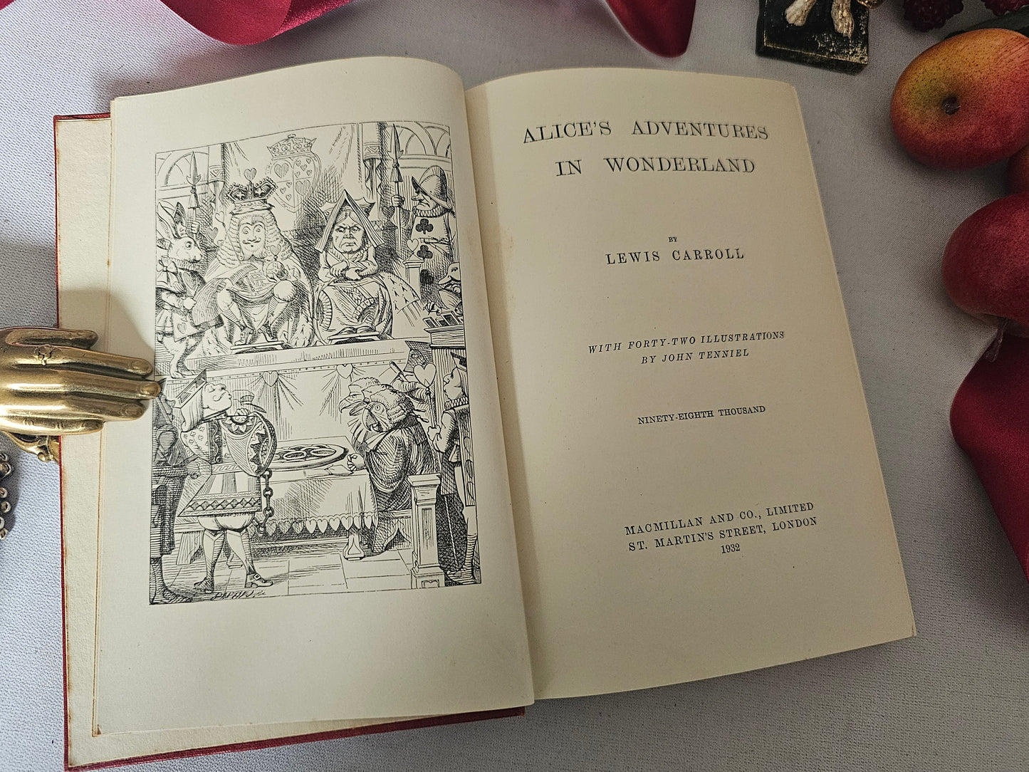 1932 Alice's Adventures in Wonderland by Lewis Carroll / Lovely Vintage Hardback / Macmillan, London / Richly Illustrated / Good Condition