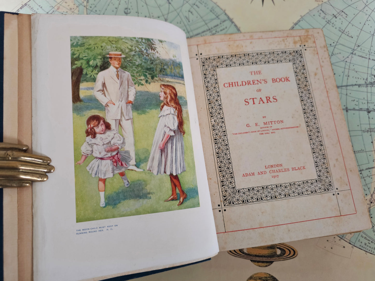 1907 The Children's Book of Stars by GE Mitton / Adam & Charles Black, London First Edition / Superb Colour Plates / Lovely Edwardian Book