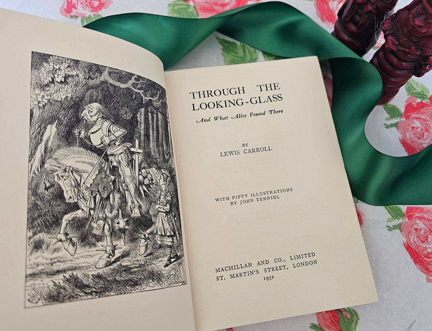 1952 Through The Looking-Glass and What Alice Found There by Lewis Carroll  / Macmillan / Fifty Illustrations by John Tenniel / Dust Wrapper