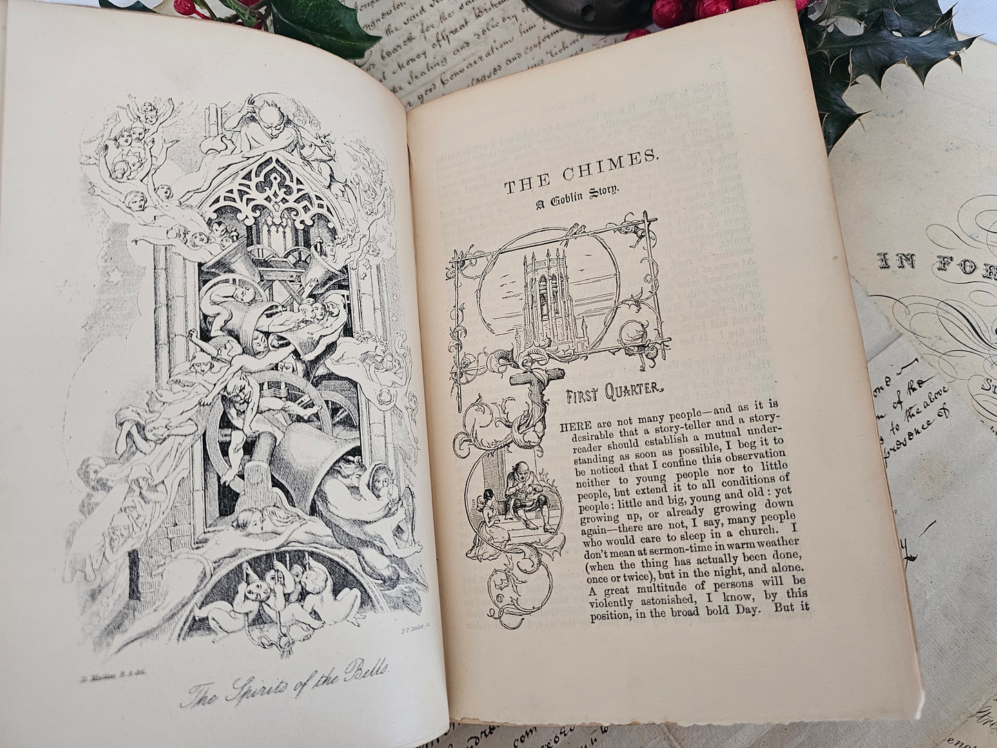 1891 Christmas Books Including A Christmas Carol by Charles Dickens / Chapman & Hall, London / Lovely Antique Book / Plus Hard Times