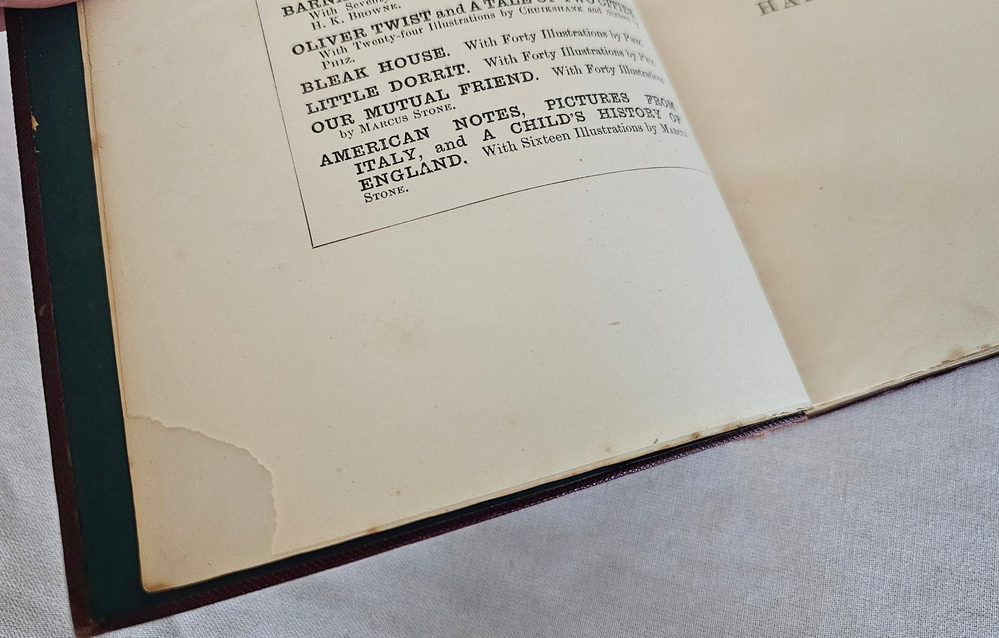 1891 Christmas Books Including A Christmas Carol by Charles Dickens / Chapman & Hall, London / Lovely Antique Book / Plus Hard Times