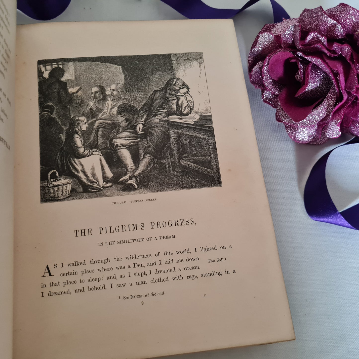 1861 Pilgrim's Progress by John Bunyan / Routledge, Warne & Routledge, London / Beautifully Decorative / Large Illustrated Antique Edition