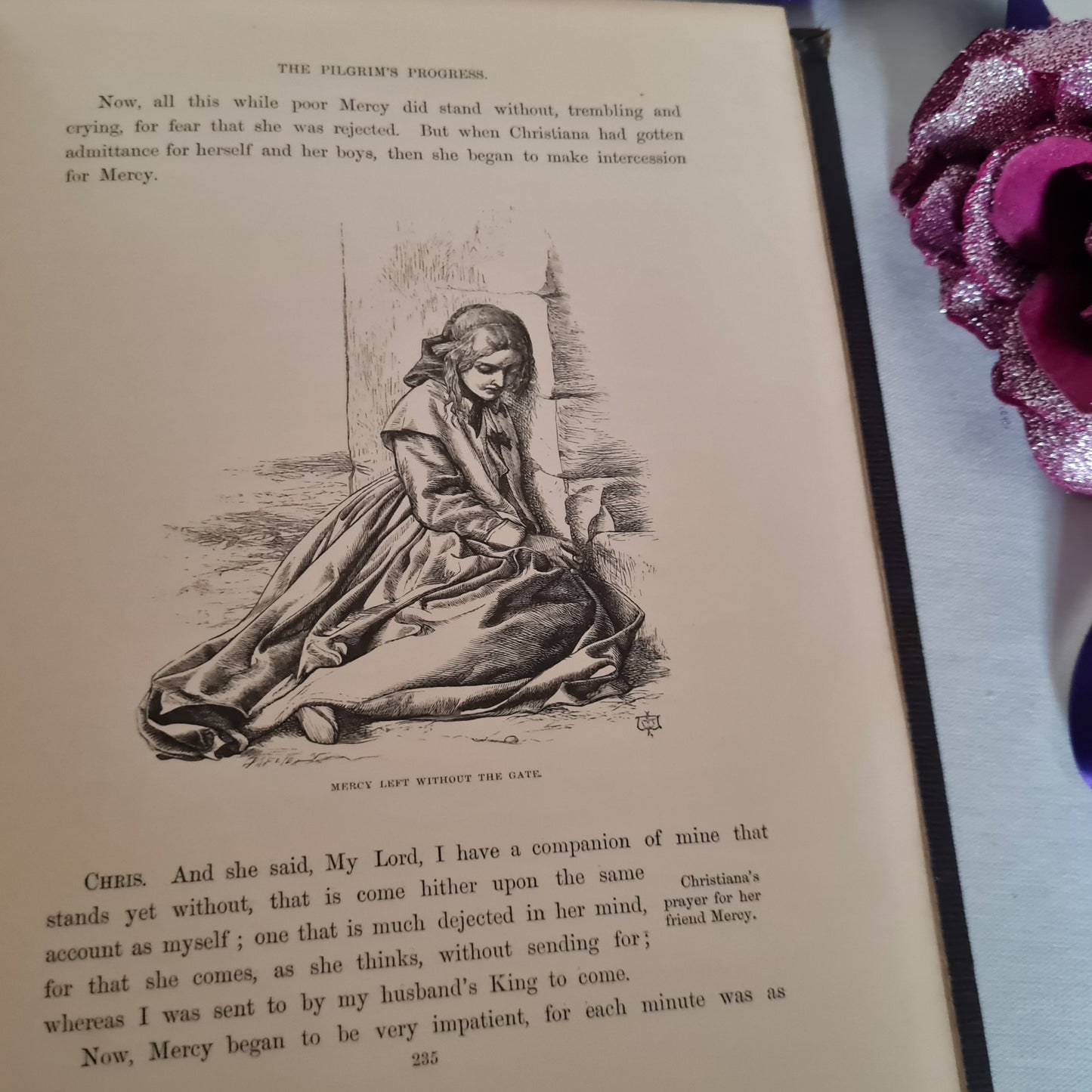 1861 Pilgrim's Progress by John Bunyan / Routledge, Warne & Routledge, London / Beautifully Decorative / Large Illustrated Antique Edition