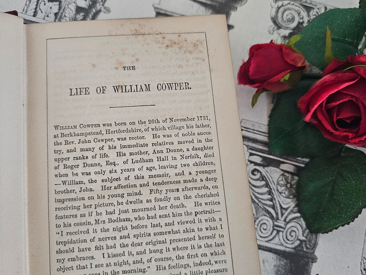 1880s Poetical Works of William Cowper / Gall & Inglis, Edinburgh / 8 Engraved Illustrations / Beautiful Antique Hardback Book / Gilt Edges