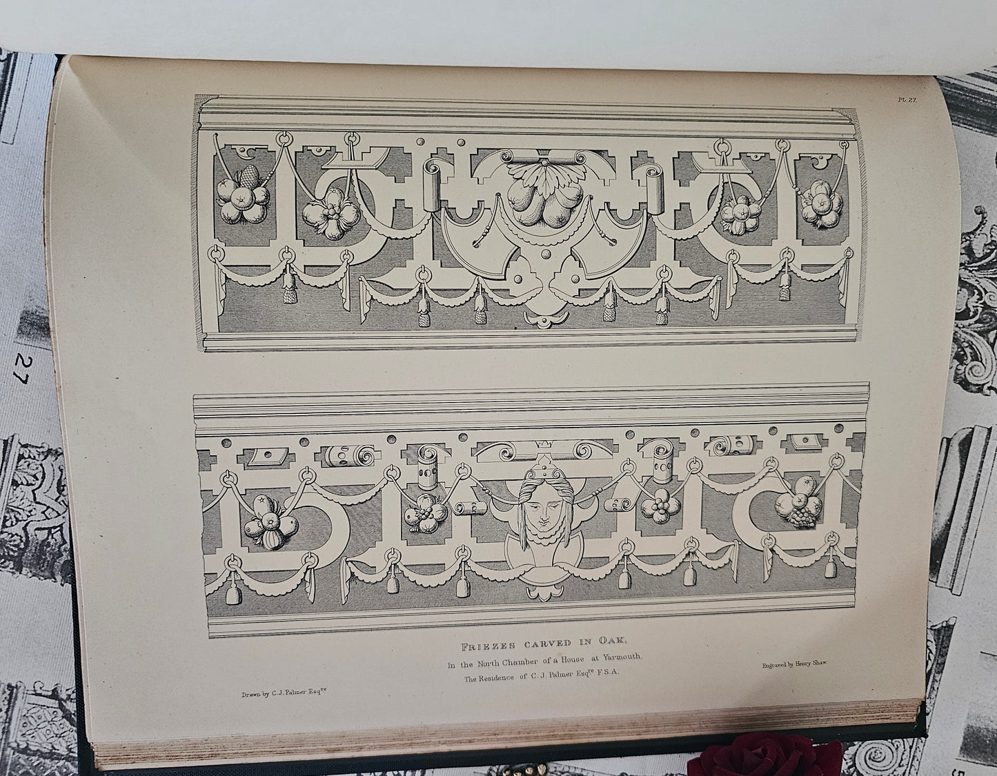 1898 Details of Elizabethan Architecture by Henry Shaw / John Grant, Edinburgh / 60 Superb Detailed Plates / Reproduction of 1834 Original