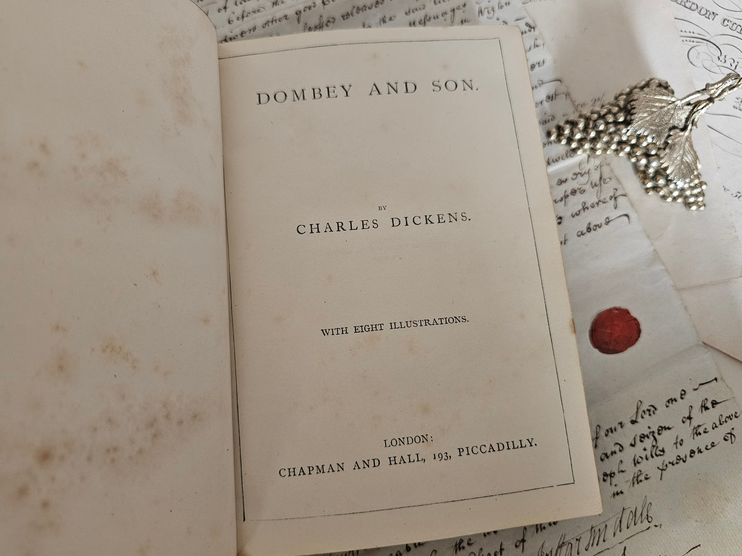 1880s Antique Novel Set of Three Volumes by Charles Dickens / Bleak House, Dombey & Son, Nicholas Nickleby / Leather Bindings / Illustrated