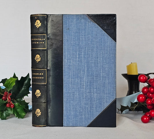 c1900 Christmas Stories by Charles Dickens / NOT A Christmas Carol / Illustrated Antique Book / Leather Binding / In Good Condition