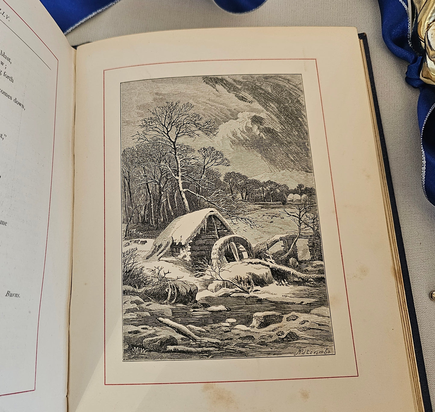 1867 Roses and Holly-A Gift Book For All the Year / Richly Illustrated Book of Poetry & Writings / Burns, Shakespeare, Dickens, Irving....