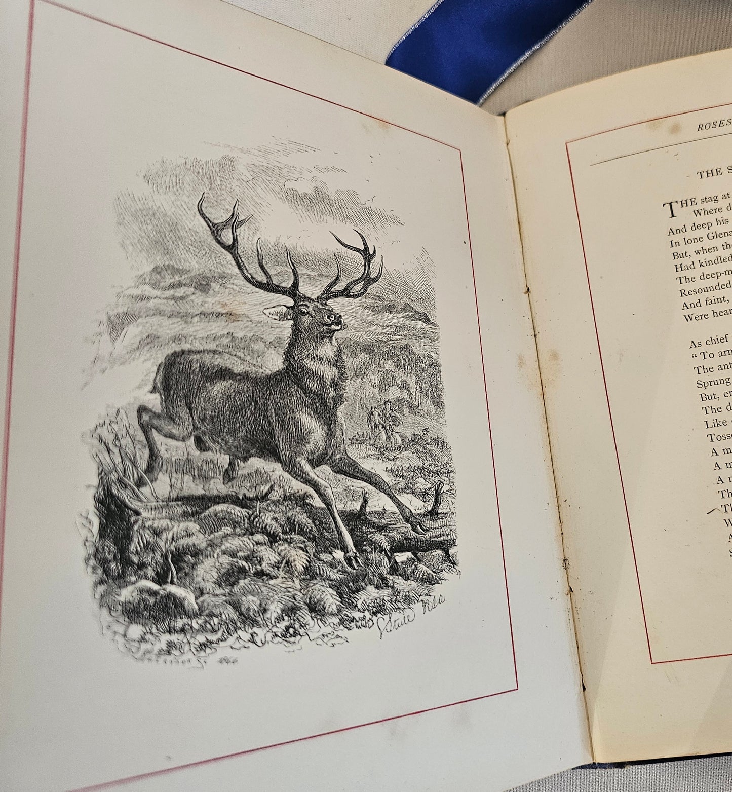 1867 Roses and Holly-A Gift Book For All the Year / Richly Illustrated Book of Poetry & Writings / Burns, Shakespeare, Dickens, Irving....