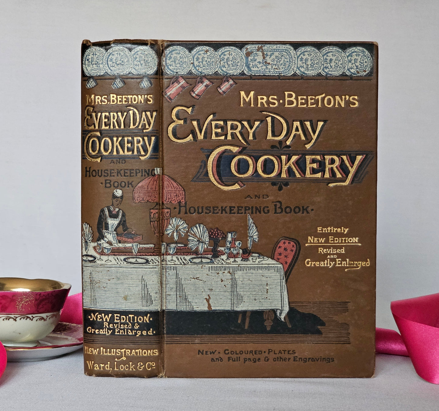 1891 Mrs Beeton's Every Day Cookery and Housekeeping Book / Ward Lock & Co., London / Richly Illustrated Including Eight Colour Plates / Box