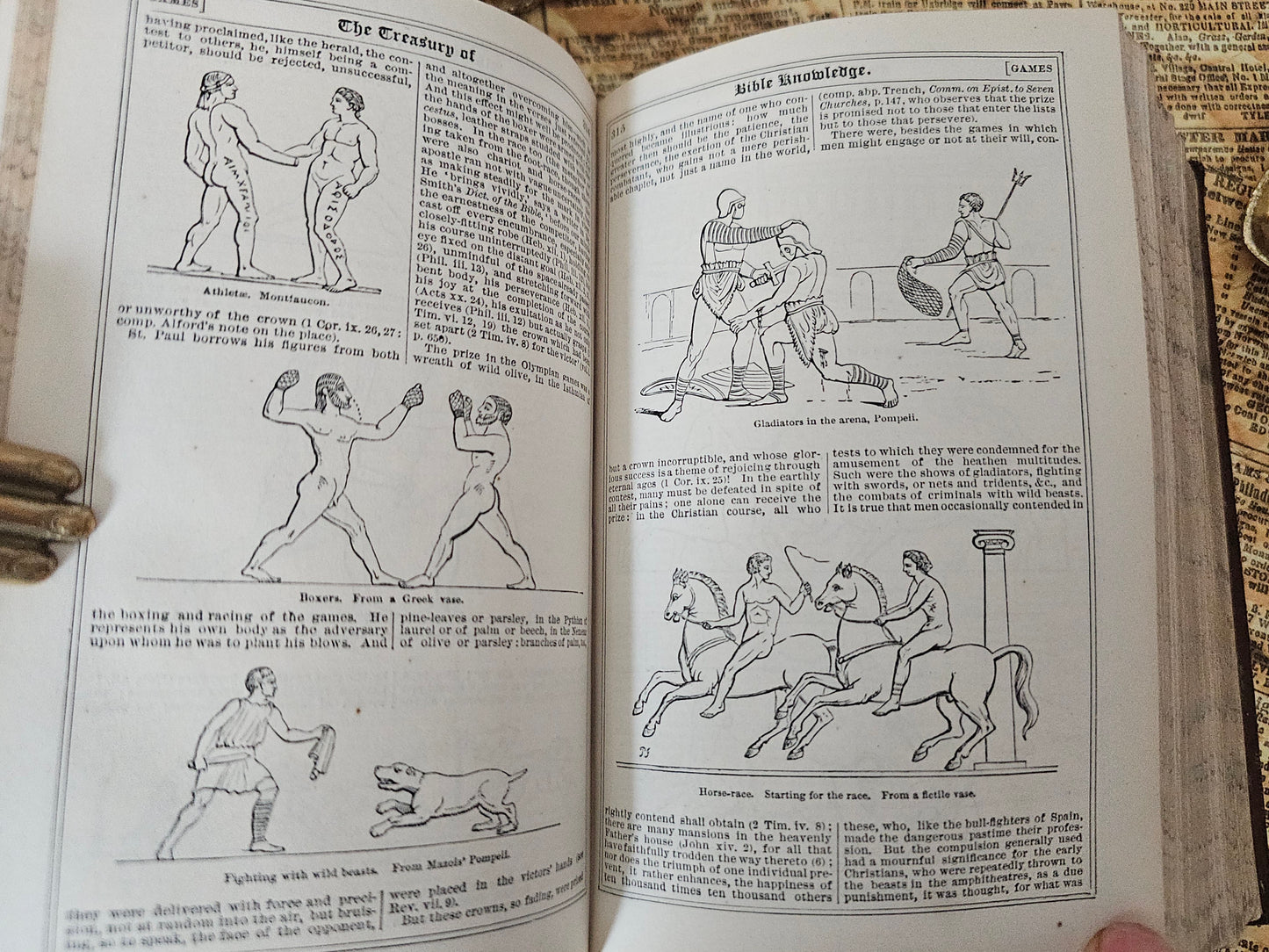 1866 Treasury of Bible Knowledge - Persons, Places, Events etc. in The Holy Scripture / Illustrated / Fine Leather Binding / Good Condition