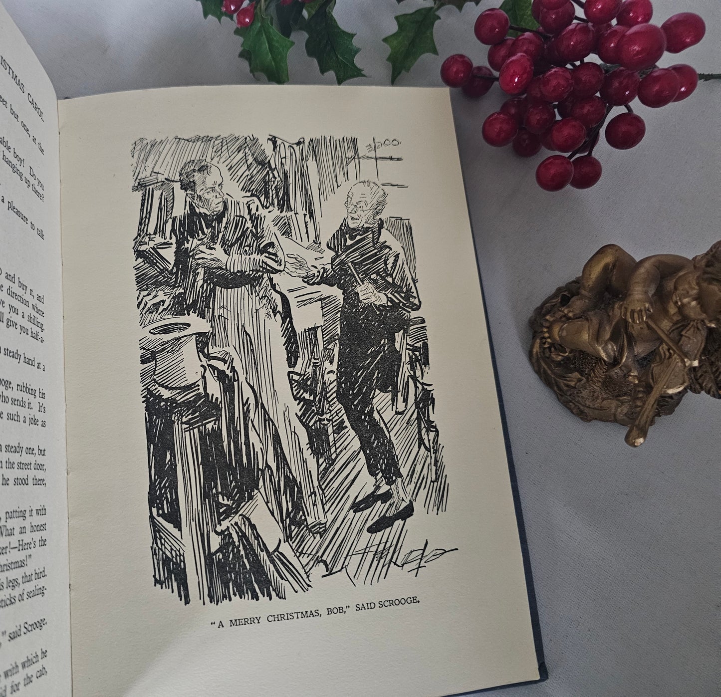 1930s A Christmas Carol by Charles Dickens / Odhams Press Ltd, London / Illustrated Large Format Vintage Edition / Scrooge