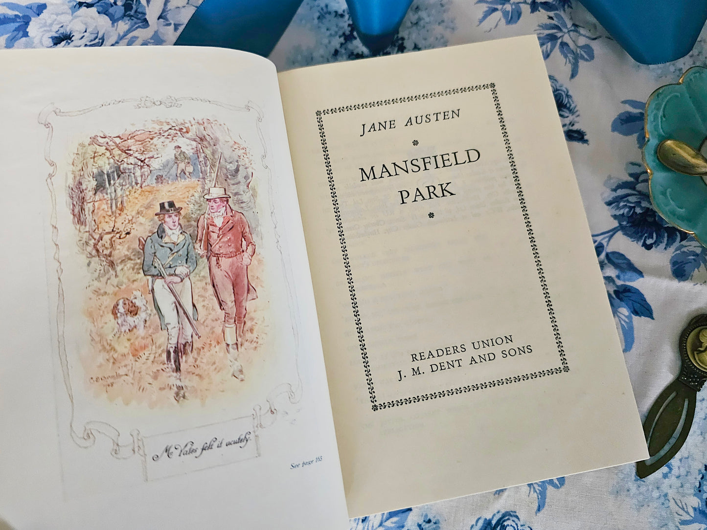 1950 Mansfield Park by Jane Austen / Reader's Union JM Dent & Sons London / Sixteen Colour Plates by CE Brock / Dust Jacket / Good Condition