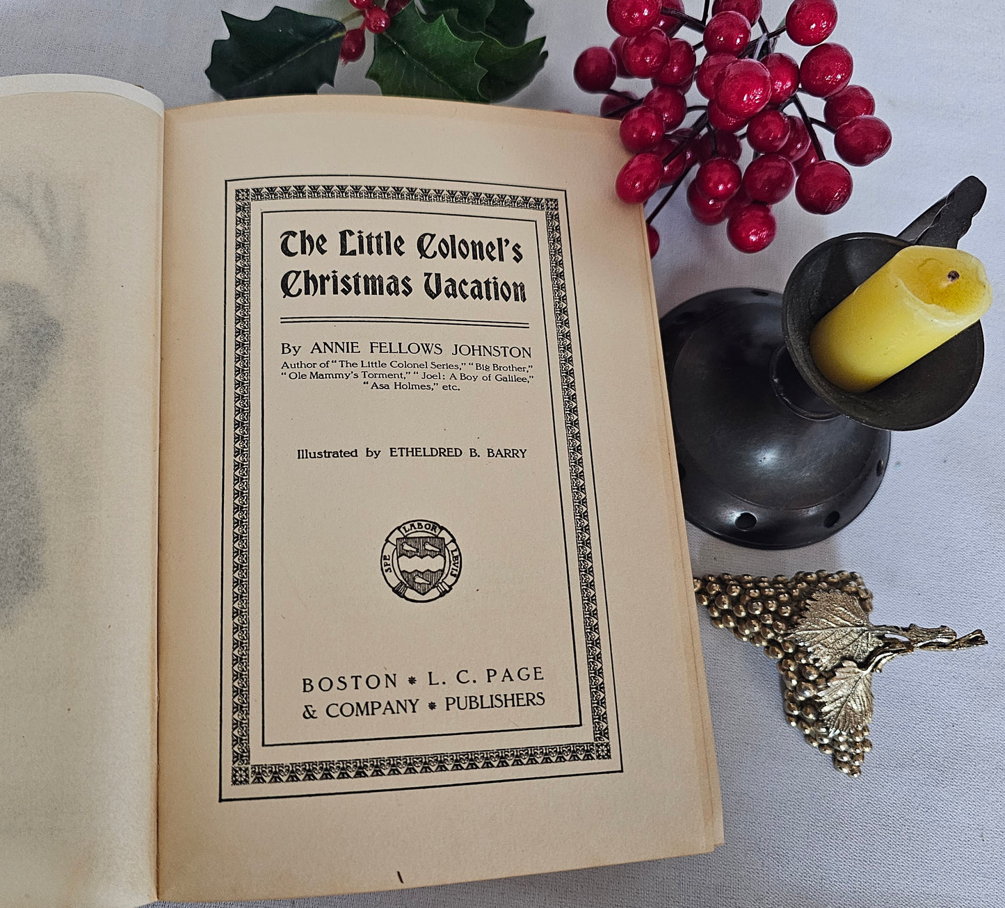 1905 The Little Colonel's Christmas Vacation by Annie Fellows Johnston / Page Company, Boston / Charming Antique Book in Very Good Condition