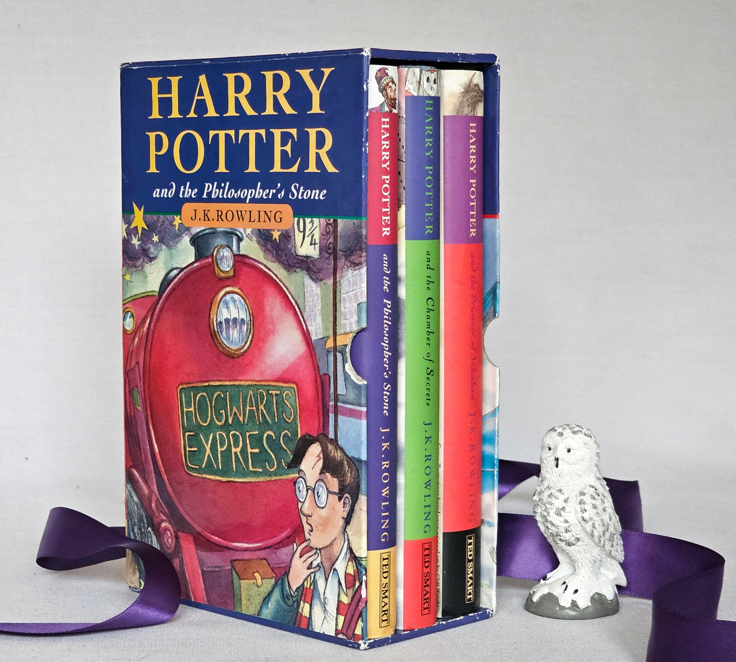 Collector's Harry Potter Three Book Set / Early Hardbacks / 1999 Bloomsbury, London / Very Good Condition / Slipcase Box / First Three Books