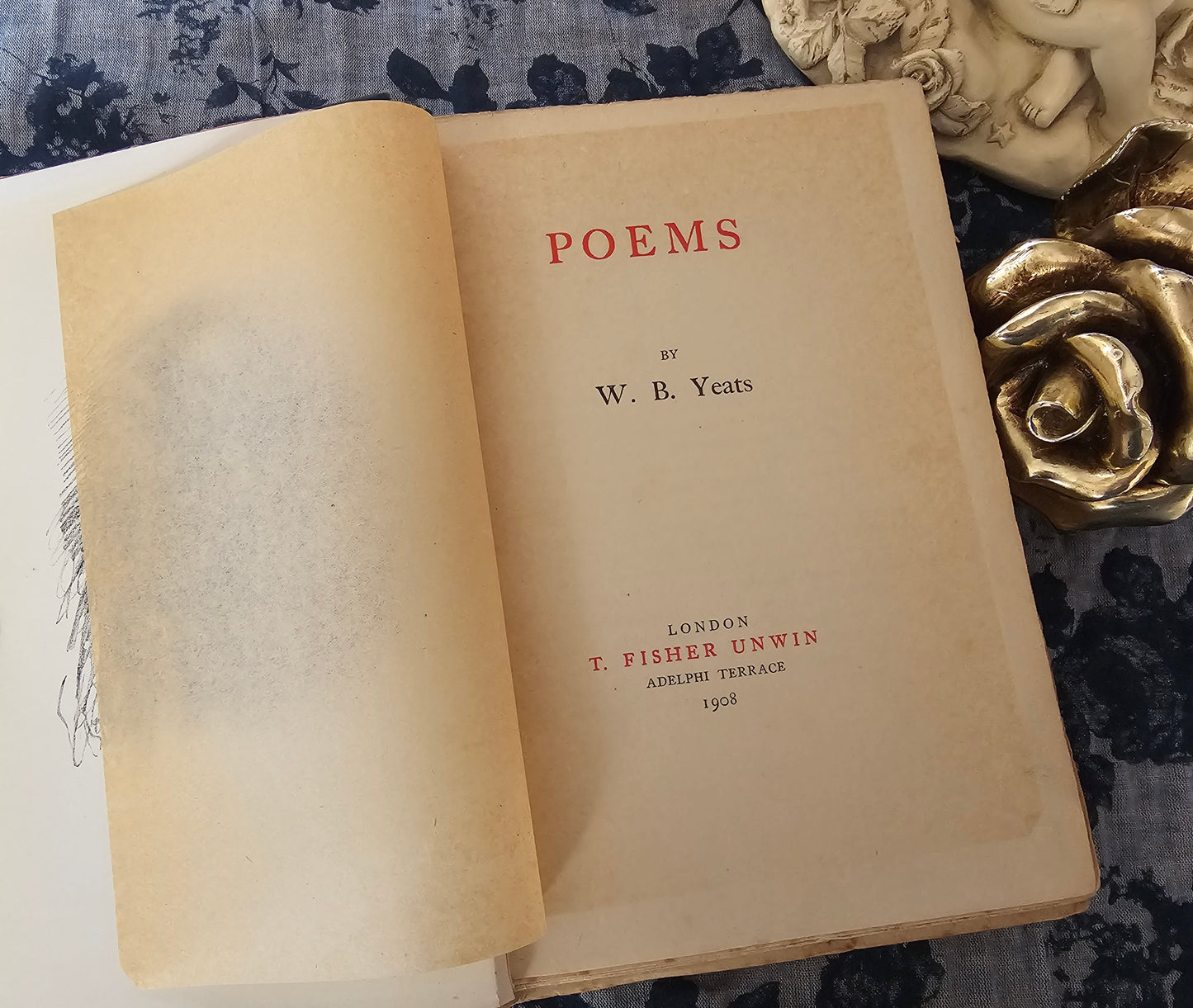 1908 Poems by WB Yeats / T Fisher Unwin Ltd, London / Beautifully Decorated Antique Collection / Portrait Frontispiece / In Good Condition