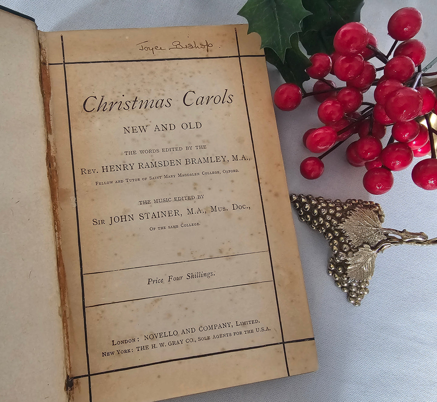 1890s Christmas Carols New and Old / Novello & Company Ltd / Collection of Music and Words To Seventy Carols / Antique Christmas Carols Book