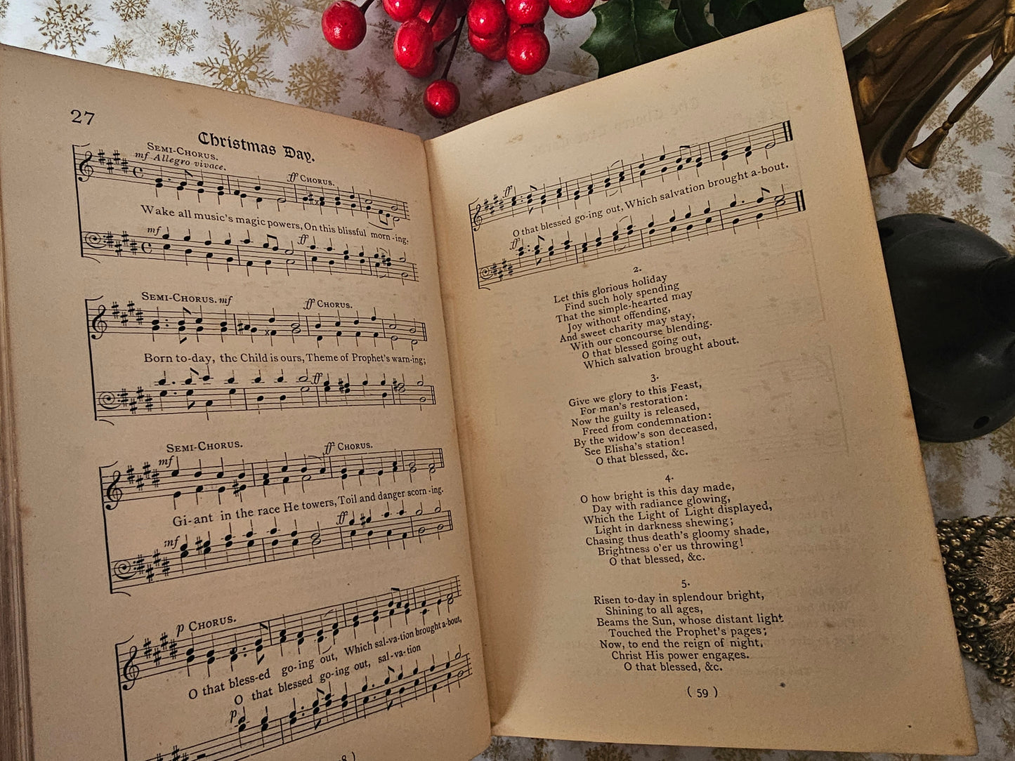 1890s Christmas Carols New and Old / Novello & Company Ltd / Collection of Music and Words To Seventy Carols / Antique Christmas Carols Book