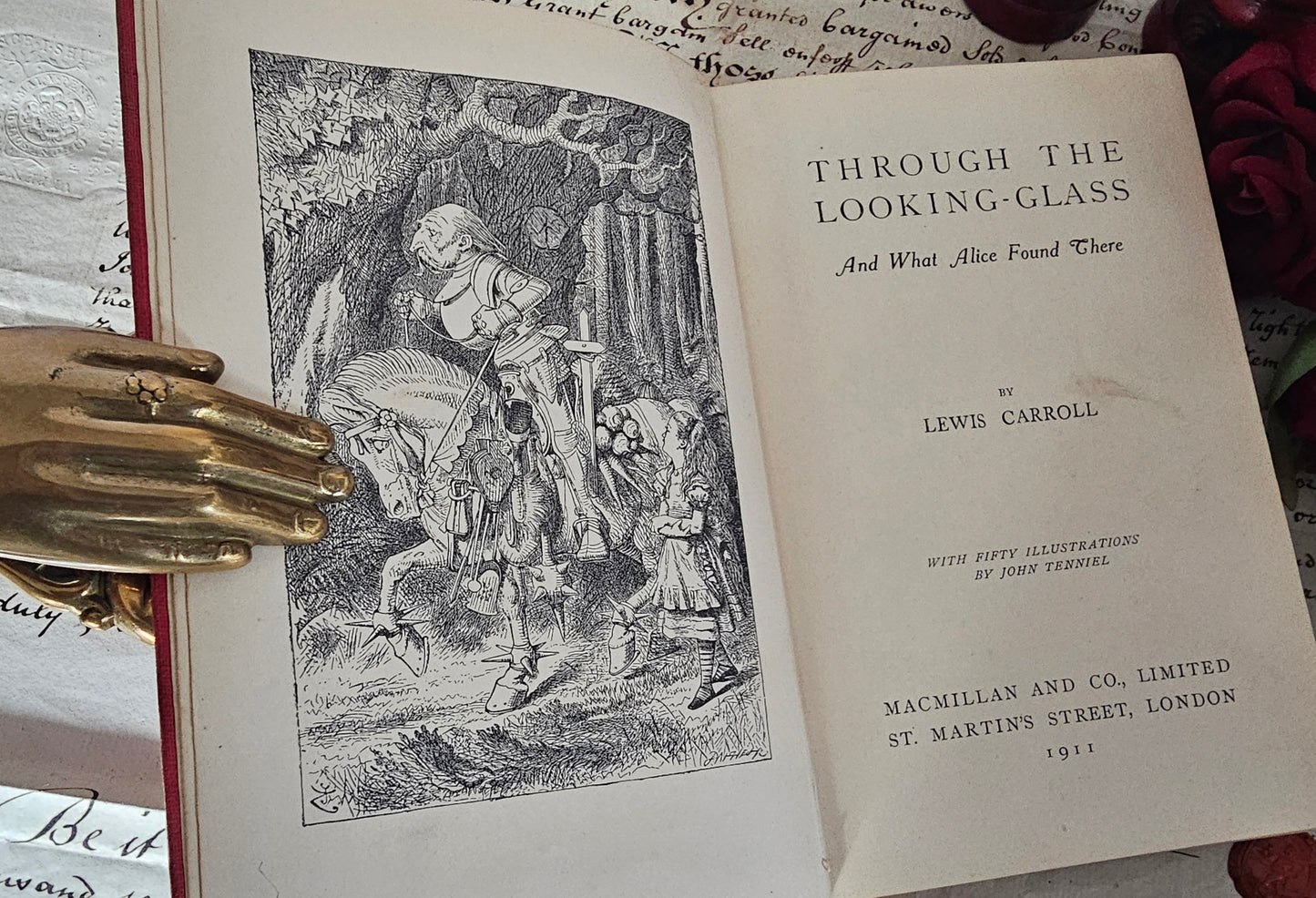 1911 Alice Through the Looking-Glass by Lewis Carroll / Antique Pocket-Sized Edition / Macmillan & Co., London / Illustrated by John Tenniel