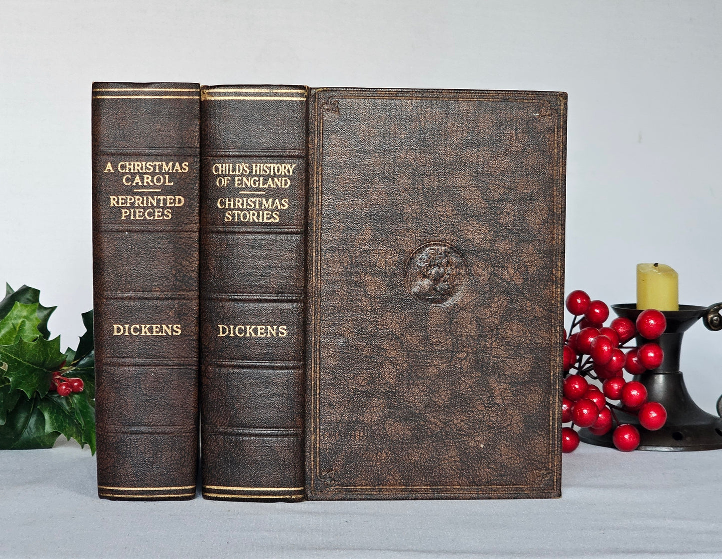 1930s A Christmas Carol and Christmas Stories by Charles Dickens / Odhams, London / Two Vintage Volumes / Illustrated / Excellent Condition