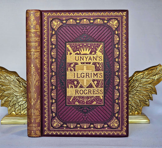 1880s Pilgrim's Progress by John Bunyan / Beautifully Decorative / Richly Illustrated / In Excellent Condition / Shiny Gilt Edged Pages