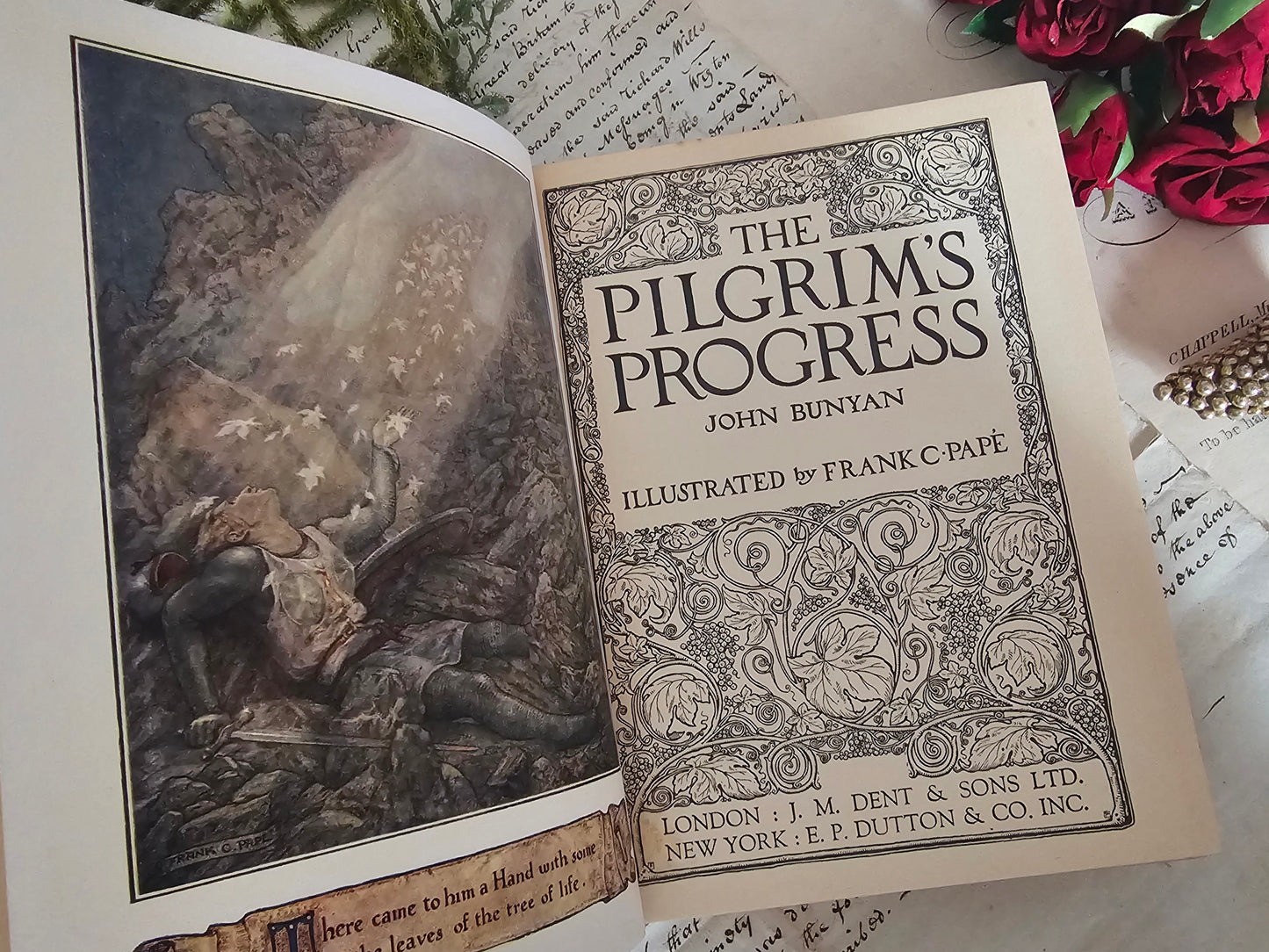 1939 Pilgrim's Progress by John Bunyan / JM Dent London / Beautifully Decorative / Richly Illustrated by Frank Papé / In Excellent Condition