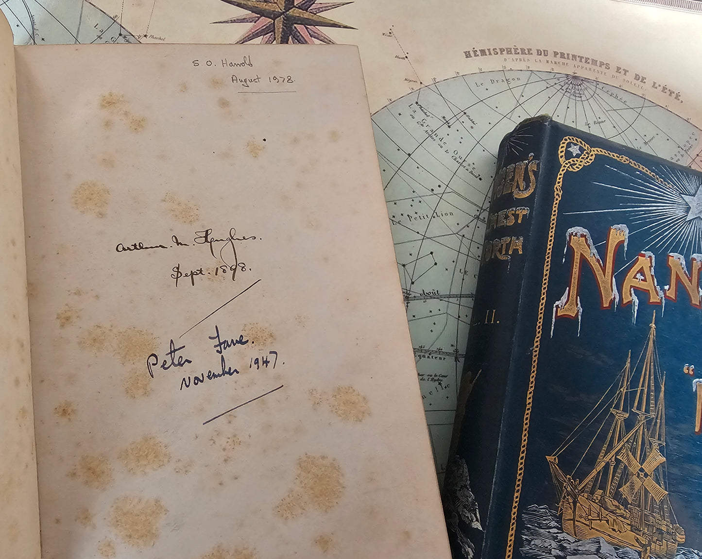 1898 Farthest North by Fridtjof Nansen in Two Volumes / George Newnes, London / Beautifully Bound / Numerous Illustrations and Fold-Out Map