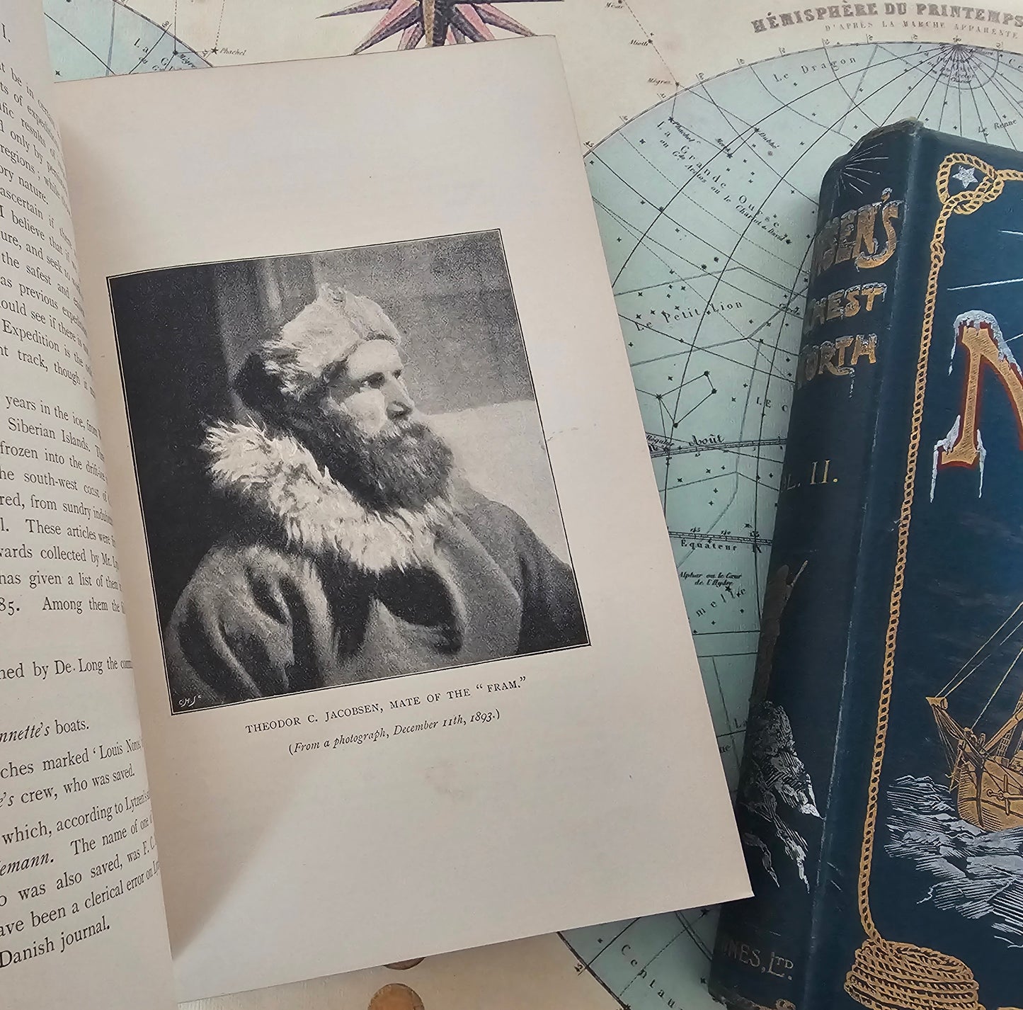 1898 Farthest North by Fridtjof Nansen in Two Volumes / George Newnes, London / Beautifully Bound / Numerous Illustrations and Fold-Out Map