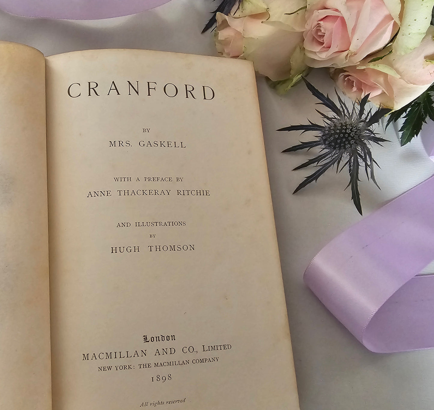 1898 Cranford by Elizabeth Gaskell / Macmillan & Co, London / Delightfully Illustrated by Hugh Thomson / Antique Book in Good Condition