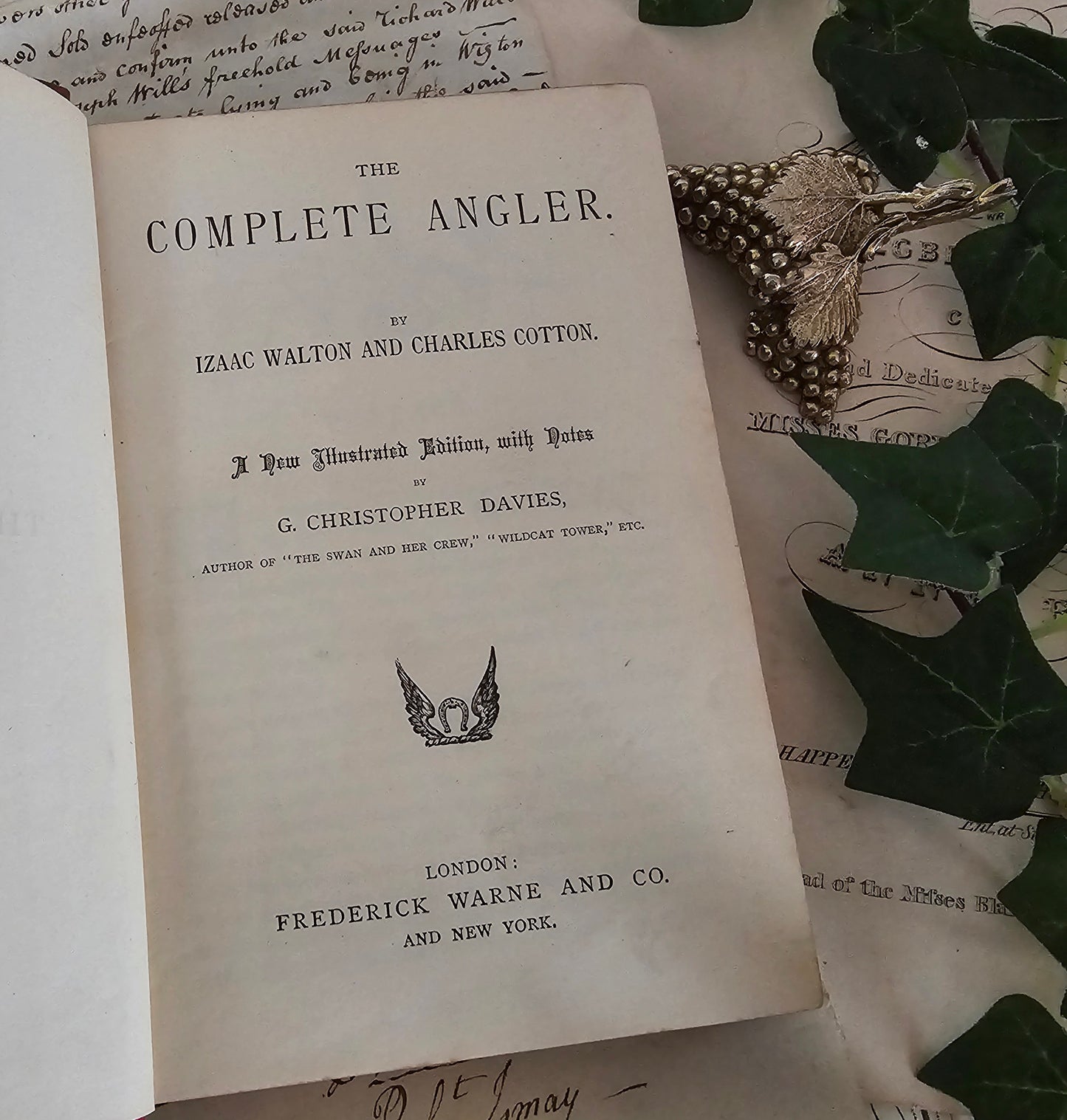 1890s The Complete Angler by Izaac Walton and Charles Cotton / Warne & Co., London / Richly Illustrated / Antique Classic Fishing Book